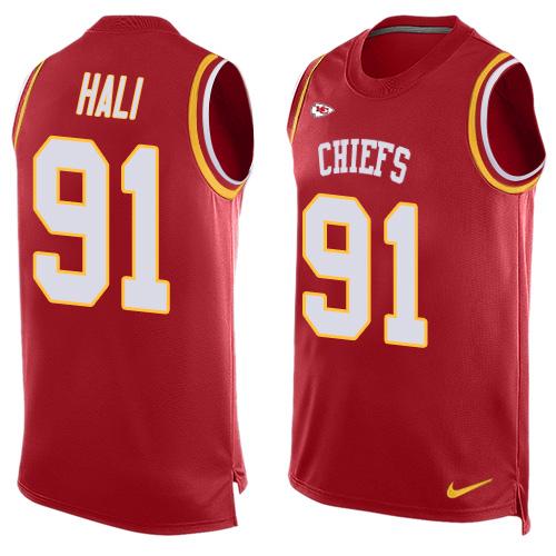 Nike Chiefs #91 Tamba Hali Red Team Color Men's Stitched NFL Limited Tank Top Jersey - Click Image to Close